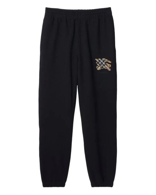 Burberry Black Ekd Check Cotton Jogging Pants for men