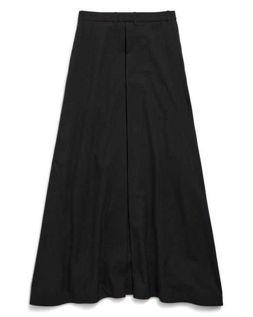 Balenciaga Black Wool Pleated Maxi Skirt