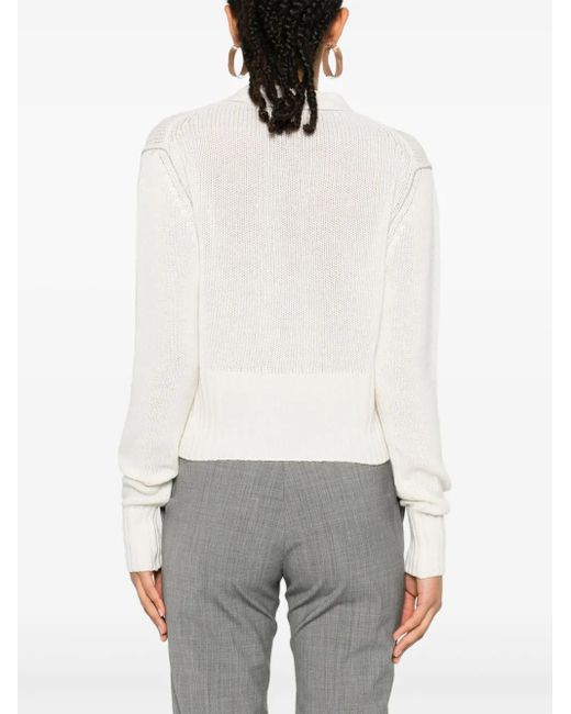 Fabiana Filippi White Bead-Embellished Cashmere Cardigan
