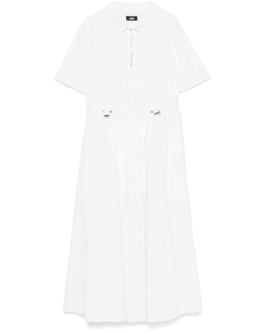 Robe Mi-Longue À Lien De Resserrage Add en coloris White