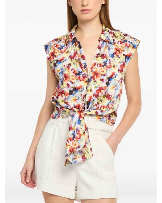 Cinq À Sept White Wildflower Sleeveless Top