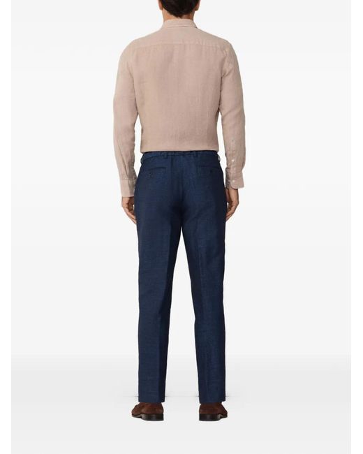 Hackett Blue Pantalon Chiné À Design Plissé for men