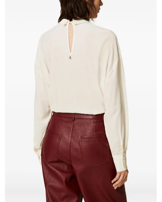 Twinset White Blouse En Crêpe De Chine Avec Broderie