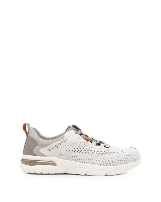 Bugatti White Mesh-Panel Lace-Up Sneakers for men