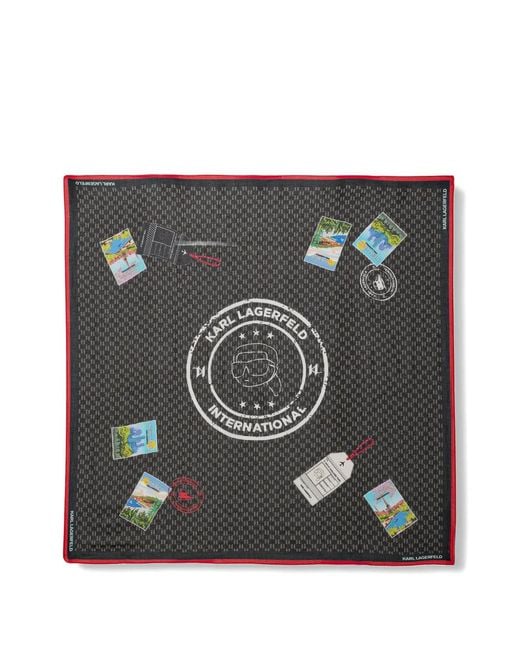 Karl Lagerfeld Black Écharpe À Motif Monogrammé
