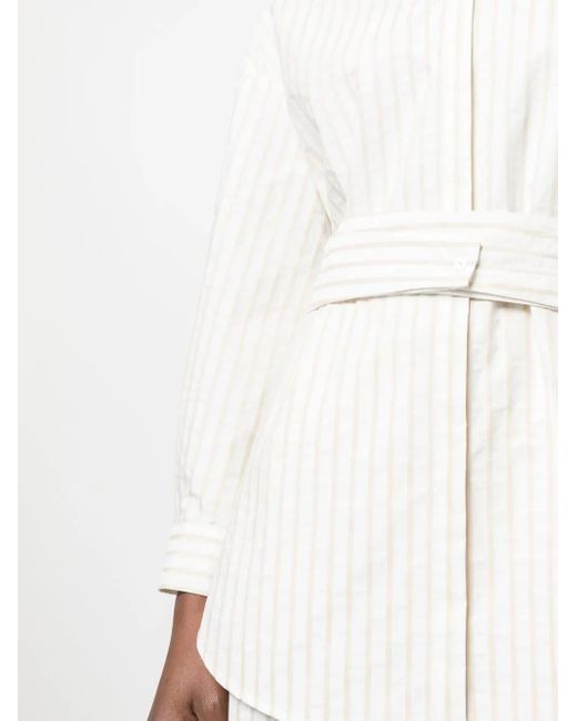 Fabiana Filippi White Stripe-Print Tied-Waist Shirt