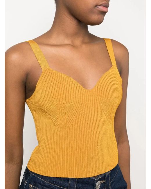 Vince Orange Ribbed-Knit Bralette Top
