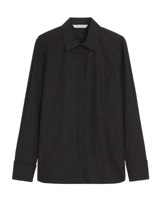 Max Mara Blouse Met Klassieke Kraag En Dubbele Manchetten in het Black
