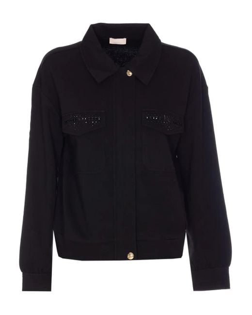 Studded cotton-blend jacket Liu Jo de color Blue