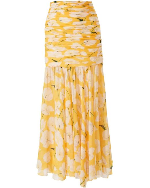 Carolina Herrera フローラル シフォンスカート Yellow