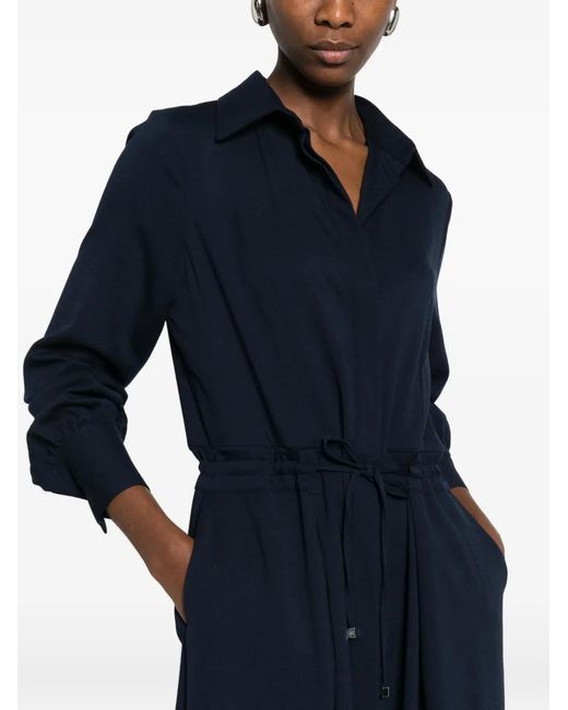 Kiton Blue Polo-Collar Maxi Dress