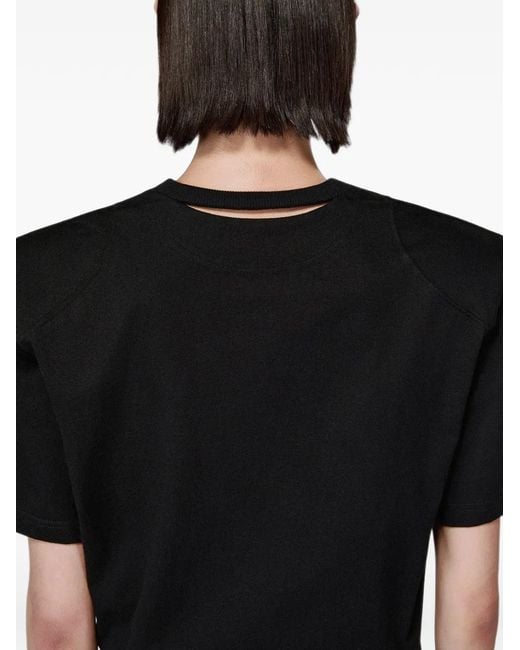 SRVC Studio Black Graphic-Print Padded-Shoulder T-Shirt