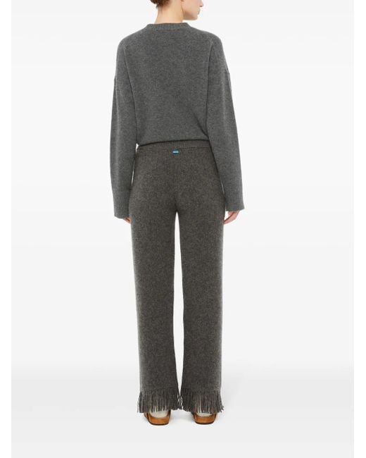 Alanui Gray Frinbged-hem Knit Trousers