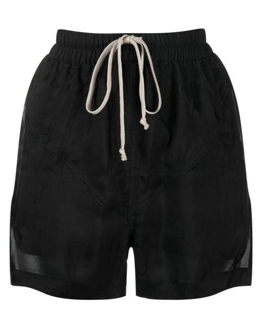 Rick Owens Black Drawstring Satin Shorts