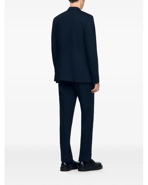 Sandro Blue Double-Breasted Suit Jacket for men