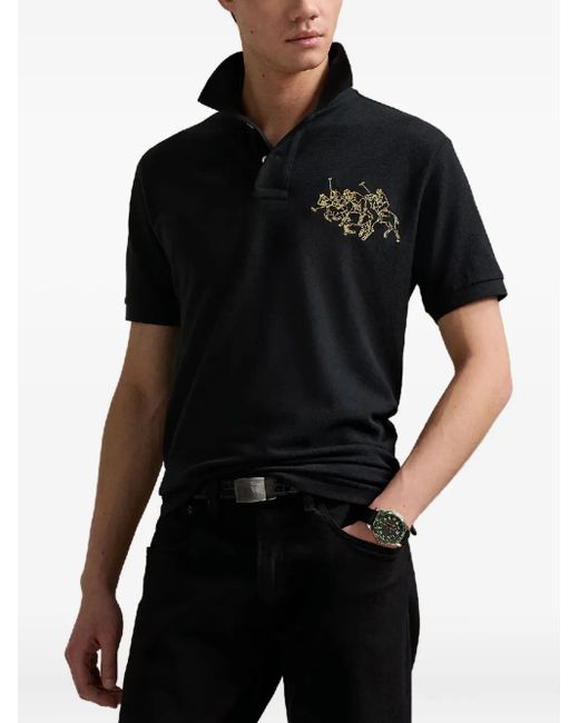 Polo Ralph Lauren Black Lunar New Year Triple Embroidered Short-Sleeve Polo Shirt for men