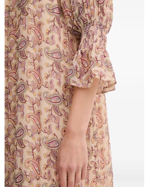 INTROPIA Natural Ruffled Paisley Tiered Maxi Dress