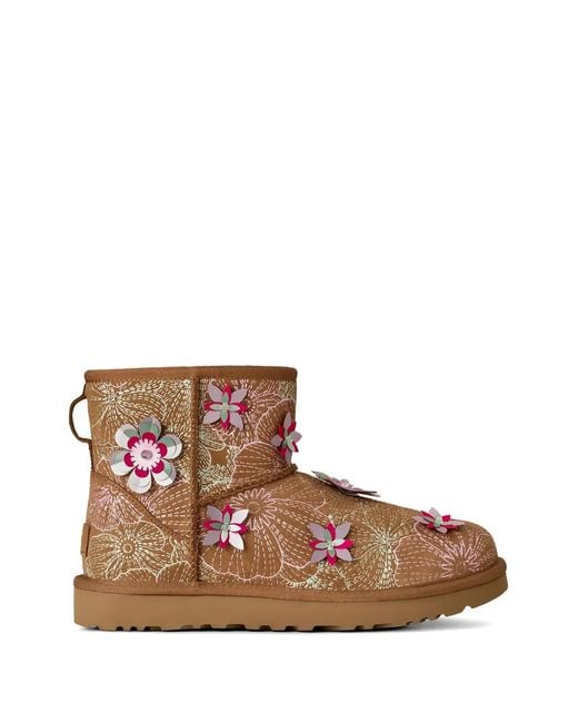 Ugg Brown Classic Mini Floral-Appliqué Boots for men