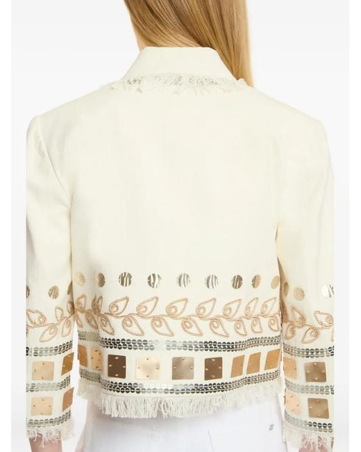 Cinq À Sept Natural Nadia Sequin-Embellished Fringed Jacket