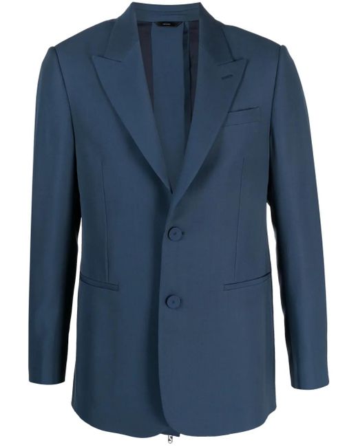 Fendi Blue Peak-Lapels Single-Breasted Blazer for men
