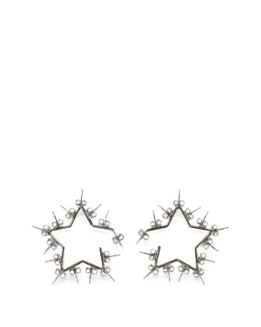 Dheygere White Puces D'Oreilles À Design Étoile