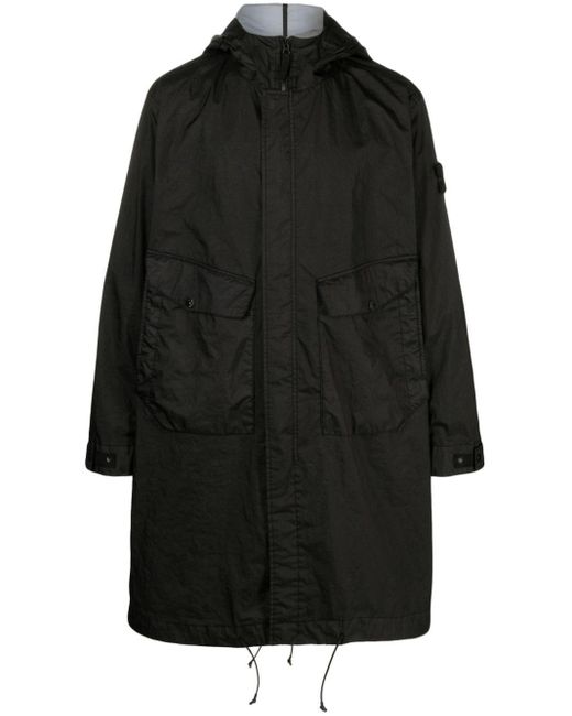 Stone Island Black Membrana 3l Tc Compass-badge Raincoat for men