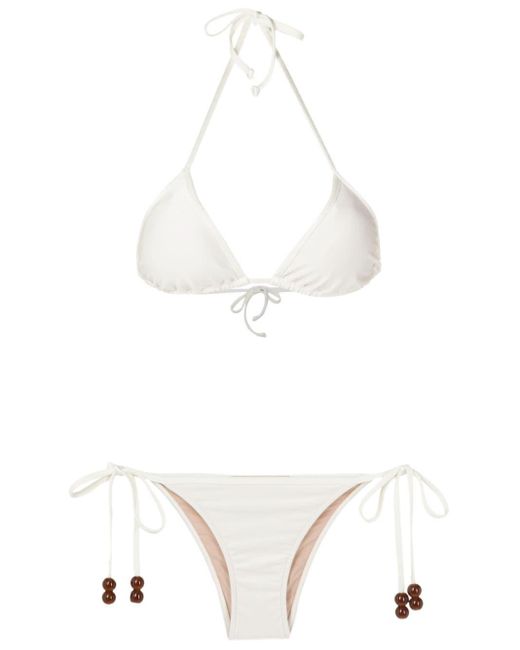 Bikini con cuentas Adriana Degreas de color White