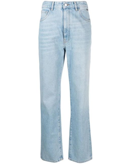 Gcds Blue Choker Rhinestone-Embellished Straight-Leg Jeans