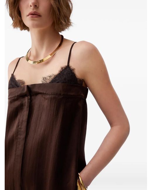 Liu Jo Brown Lace Trim Spaghetti Strap Day Dress