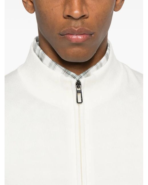 Diktat White Zip-Up Sweater for men