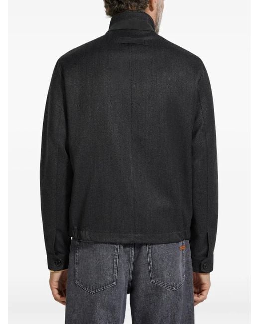 Zegna Black High-Neck Wool Jacket for men