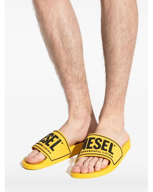 DIESEL Yellow Claquettes Sa-Mayem À Logo 3D for men
