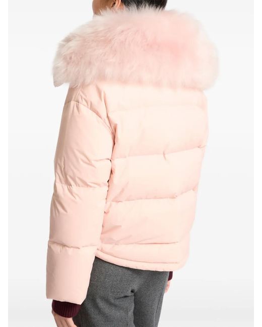 Yves Salomon Pink Shearling-Trim Down Jacket