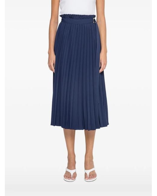 Nissa Blue Pleated High-Waisted Skirt