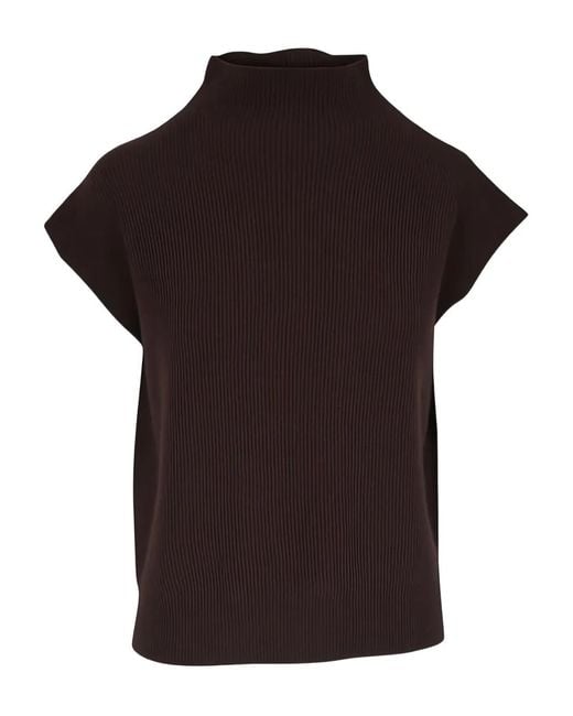 Kinross Cashmere Black Ribbed Knit Top