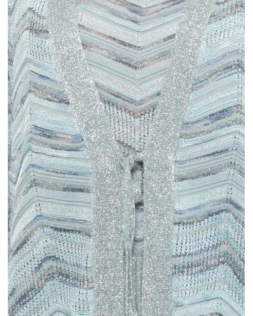 D.exterior Blue Zigzag-Knit Longline Cardigan