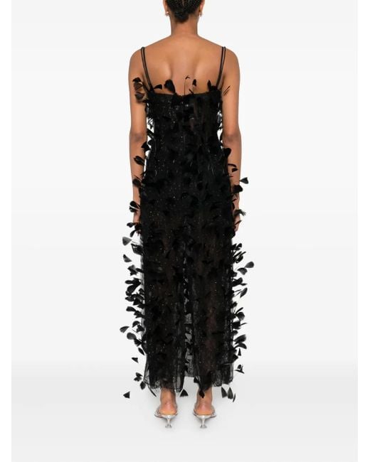 Robe En Tulle À Ornements En Plume Nissa en coloris Black