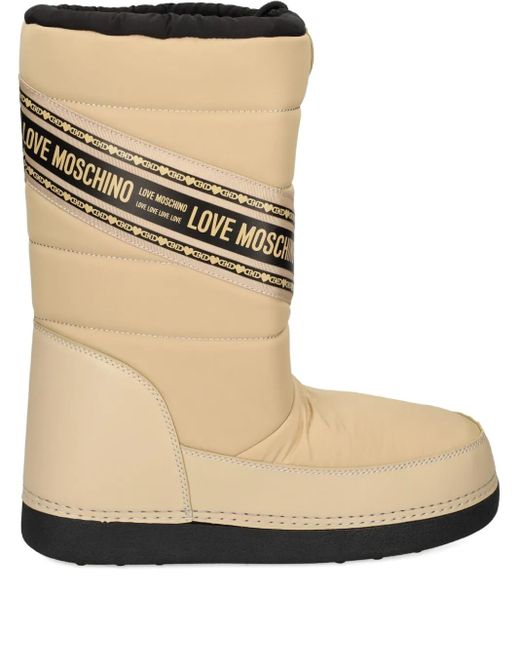 Love Moschino Natural Logo-Print Snow Boots