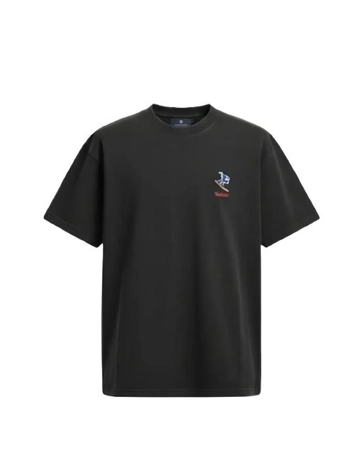 ALBERTO BRESCI Black Embroidered Short-Sleeve T-Shirt