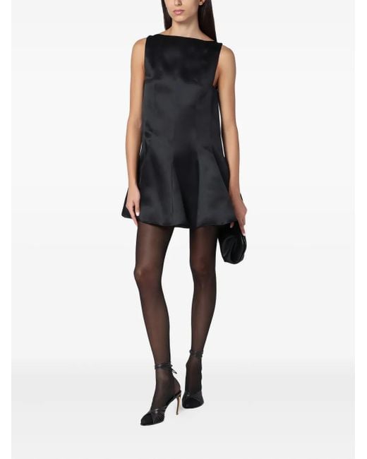Khaite Black Sleeveless Satin-effect Flared Mini Dress