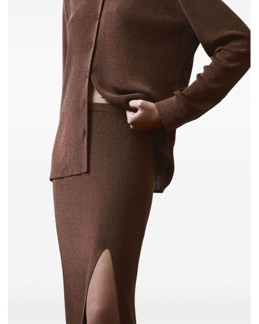 12 STOREEZ Brown Lurex-detailed Knitted Skirt