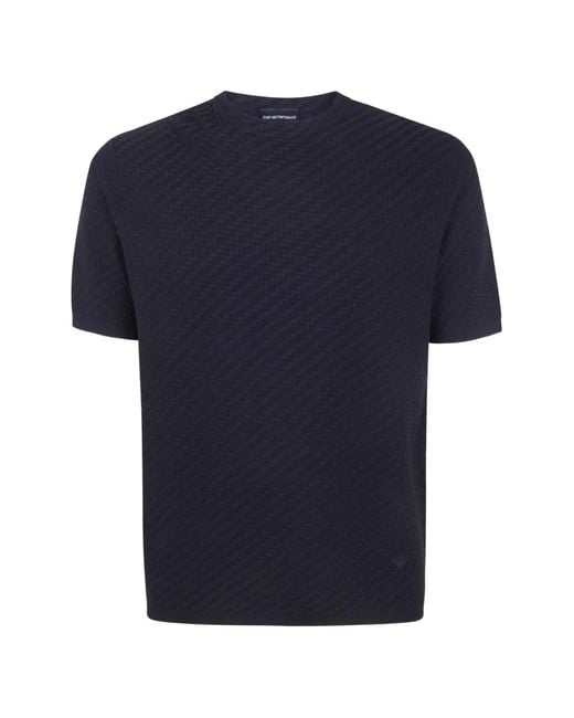 Emporio Armani Blue Textured T-Shirt for men