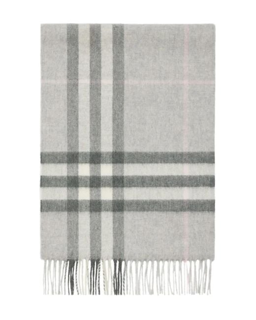 Burberry Gray Check Cashmere Scarf