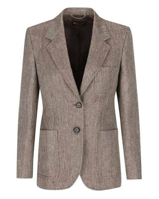 Loro Piana ヘリンボーン ジャケット Brown