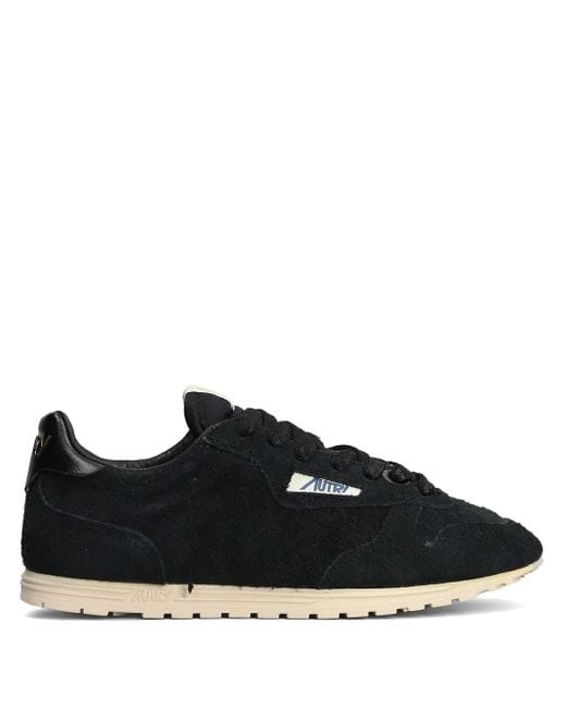 Autry Black Windspin Sneakers Aus Gebürstetem Veloursleder Mit Lederbesätzen Und Perforationen