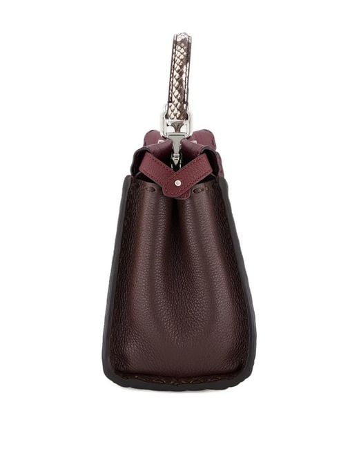 Fendi Purple Peekaboo Top-Handle Leather Tote Bag