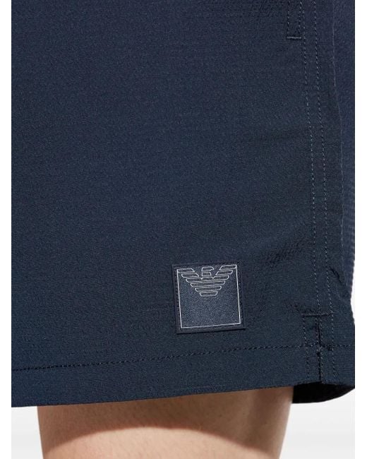 Emporio Armani Blue Logo-Patch Swim Shorts for men