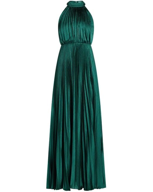 Abito Lungo Plissettato di Monique Lhuillier in Green