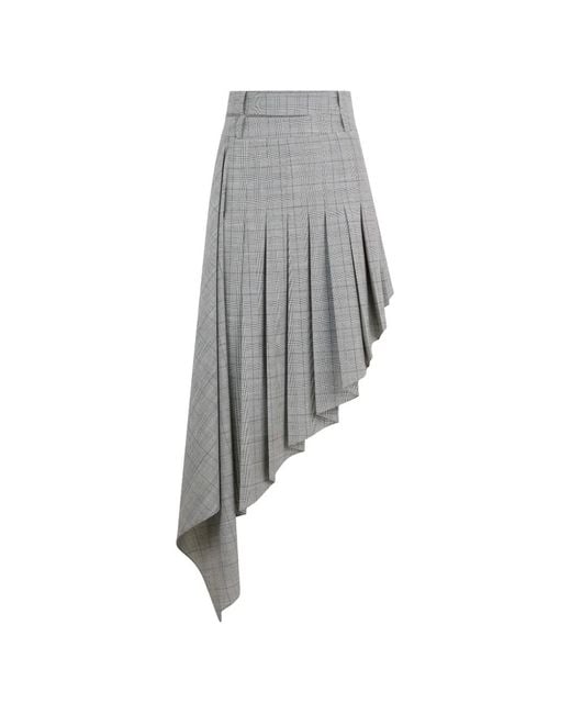 Monse Gray Asymmetric Pleated Midi Skirt