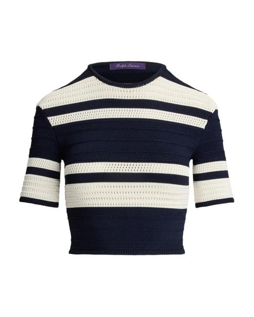 Ralph Lauren Blue Kurzärmeliger Pullover Mit Streifen